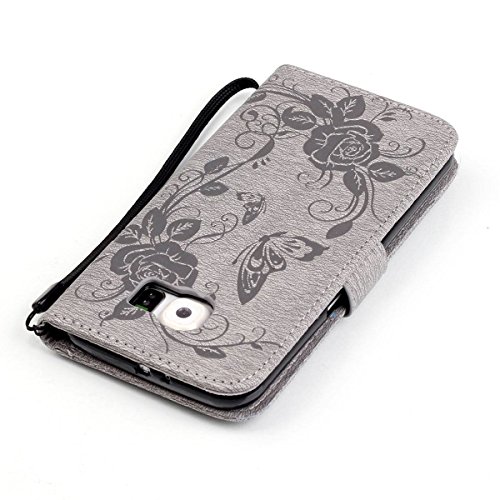 S6 Phone Wallet, Galaxy S6 Case, JanCalm [Wrist Strap] Premium PU Leather [Multi Card/Cash Slots] [Kickstand Feature] Magnetic Flip Folio Cover + Crystal Pen (Butterfly - Grey) - Thumbnail 5