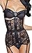 Imilan Underbust Mesh Waist Cincher Corset G String Garters Belt S-6XL (M, Black)