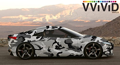 VViViD Snow Camouflage Vinyl Car Wrap Adhesive Decal DIY Air Release Roll (3ft x 5ft)
