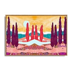 Framed Canvas Home Artwork Decoration Abstract Mountain Nature Scenery Canvas Wall Art for Living Room, Bedroom - 16x24 inches