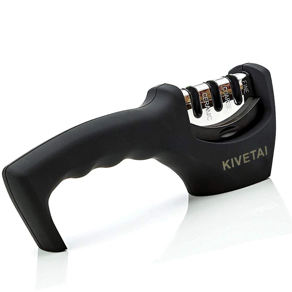 Knife Sharpener, Ceramic Knife Sharpening Stone Tungsten Steel Diamond Sharpener 3 Stage for Knives Kitchen Tools