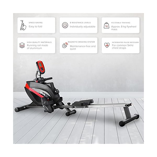 sportplus-Rowing-Machine-Computer-with-5-kHz-Pulse-Receiver-up-to-150-kg-User-Weight-Foldable-Tested-in-Accordance-with-EN-ISO-20957-1EN-957-7 SportPlus Rowing Machine for Home Use, Foldable, Magnetic Resistance with 8 Levels, Computer and Pulse Receiver, max…