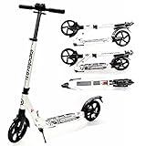 EXOOTER M1350WT 8XL Adult Cruiser Kick Scooter With Suspension Shocks In White.