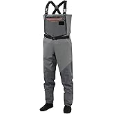 BASSDASH Flex Men’s Nylon Breathable Chest Waders Waterproof Fly Fishing Stocking Foot for Hunting Lightweight