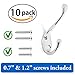 Ambipolar 10 Pack Heavy Duty Decorative Dual Coat Hook - Great for Wall Mounted Hook Rack, Coat Hanger, 3-1/2