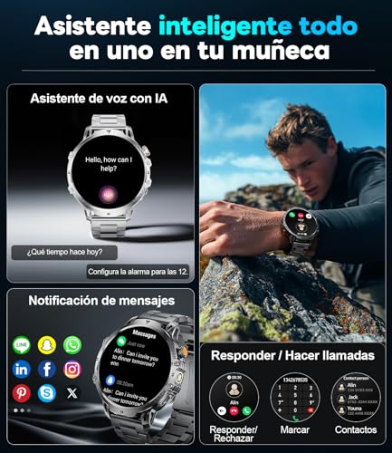 LIGEMI Men's Smart Watch with 1000mAh/LED Flashlight, 1.85 Inch HD Smartwatch Man with Bluetooth Calls, Heart Rate, Sleep Monitor, IP68 Waterproof, 100+ Sports for Android iOS
