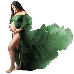 Tianzhihe Fluffy Tulle Maternity Robe for