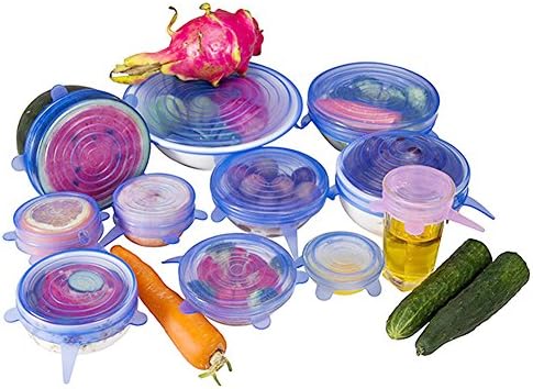 LongRon Silicone Stretch Lids 6 pack, Reusable, Durable and Expandable to Fit Various Sizes and Shapes of Containers Superior for Keeping Food Fresh