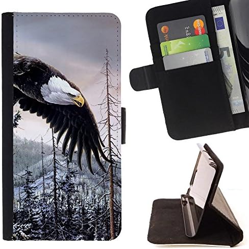 For Samsung GALAXY Note 5/N9200 - Bald Eagle American Alaska Wilderness Personalized Design Custom Style PU Leather Case Wallet Flip Stand - God Garden -