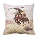 Emvency Set of 2 Throw Pillow Cover Vintage Wild West Cowboy Bucking Horse Western Decorative Pillow Case Home Decor Square 18x18 Inch Cushion Pillowcase