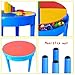 Kids 3-in-1 Multi Activity Table Set - 25 Pieces Jumbo Blocks Compatible Bricks Toy, Play Table Includes 2 Chair and Building Block Table with Storage