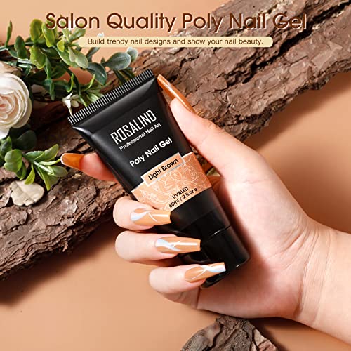 ROSALIND 60ML POLY NAIL GEL FALL COLOR, BROWN POLY EXTENSION POLY NEUTRAL COLOR GEL BUILDER NAIL QUICK BUILDING ACRYLIC NAILS LIGHT BROWN POLY EXTENSION GEL POLY THICKENING FALL NAIL