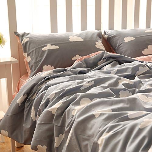 HIV Queen Size,King size,Full size,Twin size Bed Sheets Set,4 Piece Bed Set,Cotton Duvet Cover Sets Minimalist Pure Cotton 4 Piece Nordic Style Bed Consideration of Streaks Kit Orange ,1.8M (6 Ft) Bed