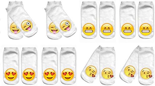 Sawors 3D Emoji Smiling Crying Ankle Sock,No Show Socks,Unisex,8 Pack