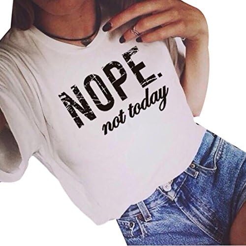 Earnest Women's Letter Print Cotton Short Sleeve Top Shirts White XL