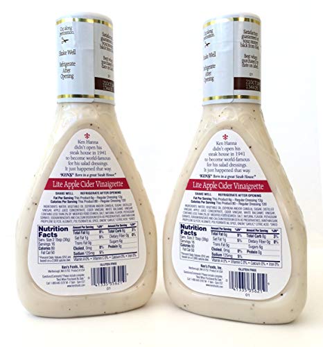 Kens Steak House Lite Apple Cider Vinaigrette Dressing, 16 Ounce (Pack of 2)