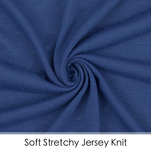 TILLYOU Jersey Knit Soft Crib Sheets Set, Hypoallergenic Breathable Cozy Toddler Sheets for Boys, 28’’ x 52’’ Baby Sheets for Standard Crib Toddler Mattress, Navy Blue & Lt Gray 2 Pack