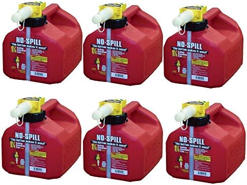 No Spill 1415 1.25 Gallon Red Gas Can with No Fill Nozzle Assembly (6-Pack)
