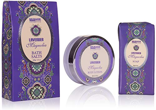 BRUBAKER Cosmetics Home Spa Gift Basket - Lavender & Magnolia Scent - 7 Pcs Luxury Bath & Body Gift Set for Women and Men 4 BRUBAKER Cosmetics Home Spa Gift Basket - Lavender & Magnolia Scent - 7 Pcs Luxury Bath & Body Gift Set for Women and Men