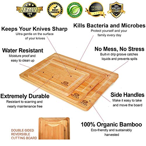 Wooden Cutting Boards for Kitchen Meal Prep & Serving Bamboo Wood