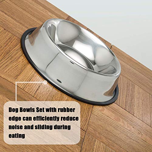 Mlife Stainless Steel Dog Bowl with Rubber Base for Small/Medium/Large