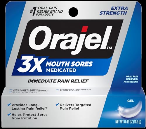 Orajel Triple Medicated Mouth Sore Gel Oral Pain Reliever, 0.18 oz each (Pack of 4)