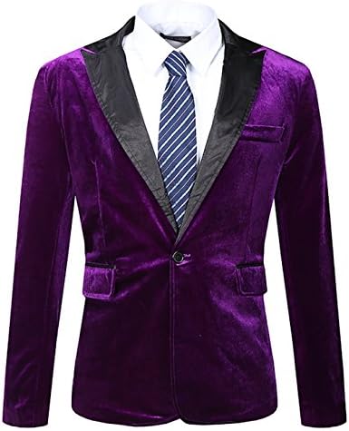 Men's Modern Fit Casual Velvet One Button Blazer Jacket
