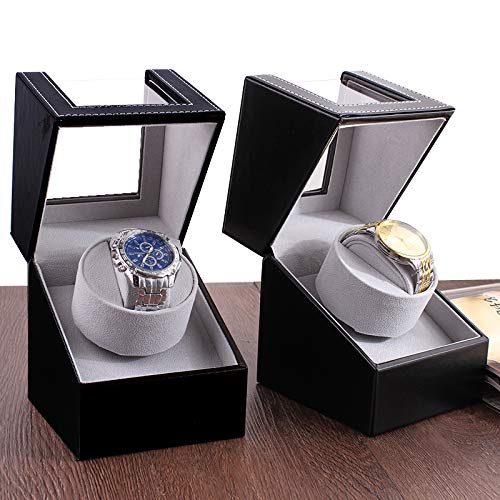 Jolitac Automatic Single Watch Winder for Men in Black Leather, w