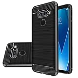 LG V40 Thinq Case, LG V40 Case, Vinve [Slim Thin] Carbon Fiber TPU Shock Absorption Anti-Scratches Flexible Soft Protective Case Cover for LG V40 ThinQ (Black)