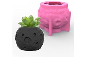 ANKTILY Moon Shape Concrete Flower Pot Mold Succulent Planter Vase Silicone Mold Candle Pen Holder Mold Epoxy Resin Plaster Cement Clay Mould