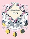 Monthly Planner 2019: Beautiful Pink Floral, Daily journal Planner,12 Months Calendar,schedule plann by 