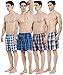 BXMAN 4-Pack 100% Cotton Hypoallergenic Mens Woven Tartan Boxer Shorts