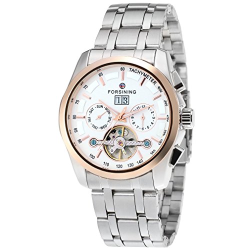 Forsining Hombres de acero inoxidable analógico automático Tourbillon reloj de pulsera fsg9404 m4t2