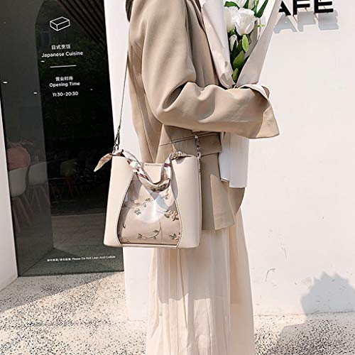 DZTZ New Women's Fashion Wild Solid Elegant Print Single Shoulder Messenger Bags (White)