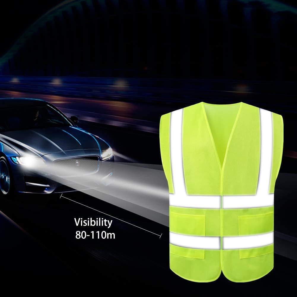 JSungo High Visibility Safety Vest 10 Pack, ANSI Class 2 Identification Security Vest with 2 Inch Reflective Silver Strip, Velcro Construction Vest for Night Running, Jogging, Cycling Walking (Yellow) - - 