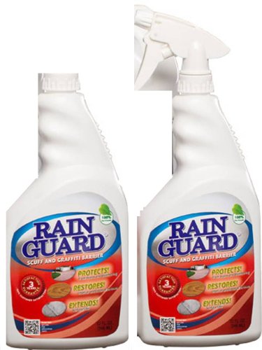 Click Here to See More Images Rainguard Scuff & Graffiti Barrier Combo Pack 32 oz Sprayer & 32 oz Refill: Prevents Paint Graffiti, Scuffs and Permanent Marker from Bonding to Painted and Unpainted Surfaces and is a Budget Friendly Solution to Graffiti Protection