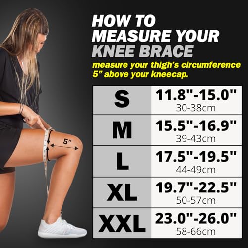 POWERLIX Knee Compression Sleeve - Best Knee Brace for Men & Women – Knee Support for Running, Basketball, Weightlifting, Gym, Workout, Sports, (Black, Large)