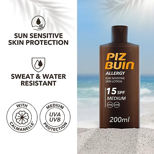 Piz Buin Allergy Lotion, Advanced Grape/Uvb Protection Sun-Sensitive Skin, Unisex, 200 ml