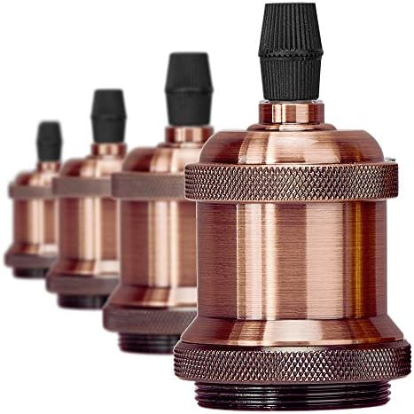 Copper Lamp Socket E26 Vintage Light Sockets Industrial Edison Pendant Fixture Ceramics Lamp Holder by UPIDLighting Pack of 4