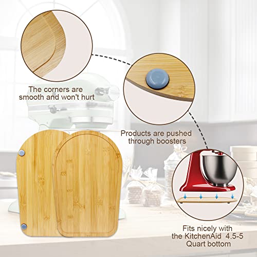 Sliding Mat for Kitchen aid 4.5-5 Qt Stand Mixer with 1Pc Cord Organizer and 3Pcs Attachment Holder for Kitchen Appliance Slider Counter, Moving Tray (Bamboo, Natural)