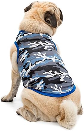 Pet Dog Clothes Camouflage Vest Puppy T-Shirt Clothes Blue Orange (M, Blue)