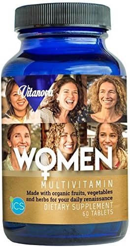 Women's Organic Non GMO Multivitamin with Botanicals, Probiotic Nutrients, Whole Food Complex Vitamins & Minerals, Vitality, Immune Support, Antioxidants, 60 Tabs