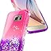Galaxy Note 5 Case with Tempered Glass Screen Protector for Girls Kids Women, NageBee Glitter Liquid Sparkle Bling Floating Waterfall Shockproof Cute Case for Samsung Galaxy Note 5 -Purple/Pink