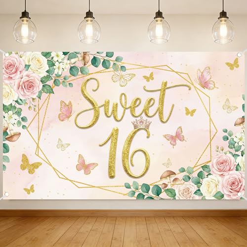 Sweet 16 Birthday Backdrop Decoration