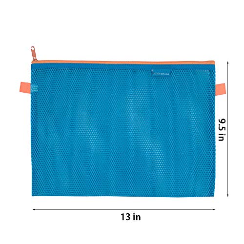 Mesh Zipper Pouch Travel Bags with Zipper Clear Zipper Pouch Small Organizer Bag Zipper Folder Bag Cosmetic Bags Travel Storage Bags, Colour Random (A4-3PCS-Blue)