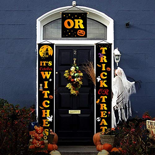 Top-Newest Halloween Decoration Couplet Banner Hanging Signs kits for Door Porch Wall Pumpkin Witches Ghost Decor