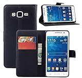 Galaxy Grand Prime Case, Monoy Flip Pu Leather Case Wallet Cover for Samsung Galaxy Grand Prime G530H/DS (Black)