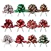 KOMIWOO Pack of 24 Christmas Ribbon Pull Bows 5-inch Wide, Assorted Xmas Gift Wrapping Ribbon Accessories for Christmas, Bows, Wine Bottles, Baskets, Great Present Decorations