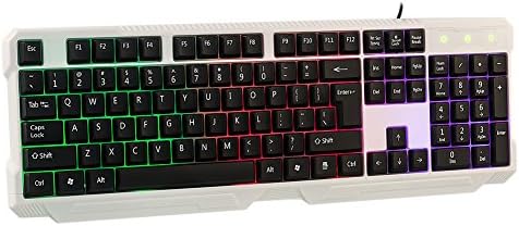 MASKELENA USB wired keyboard rainbow partition backlit keyboard water-resistant for gamers