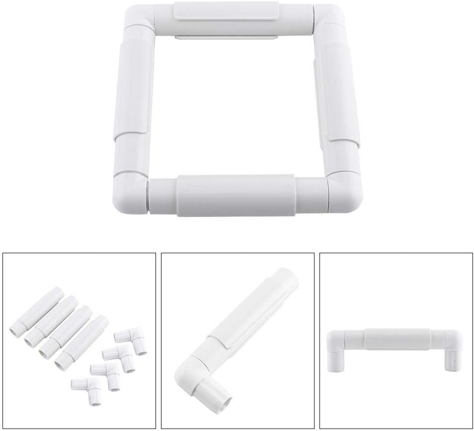 Square Embroidery Hoop, Handhold DIY Craft Clip Embroidery Snap Frame Hoop Plastic Stitch Frame White Crossing Stitching Sewing Hoop Handhold Craft Clips Frame for Crossing Stitching Quilting(3#)